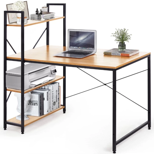 Deals online Computer Desk Storage Shelf Office Student Desk Study Table – Grey Wood