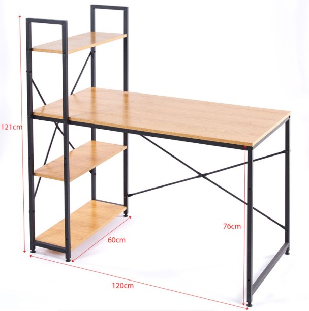Deals online Computer Desk Storage Shelf Office Student Desk Study Table – Grey Wood - Image 4