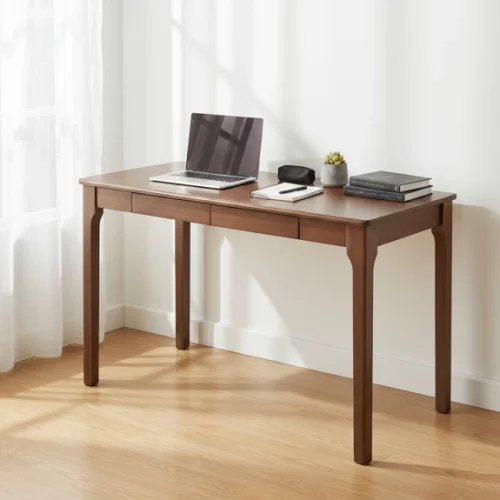 Black Rhino Student Desk with 2 Drawer Wooden Computer Table 120x55x75cm for Home Study Study Table – Brown, Chair Included