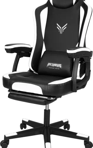 Deli 4936 Premium Gaming Chair - Office Adjustable Arm Chair – Black, White