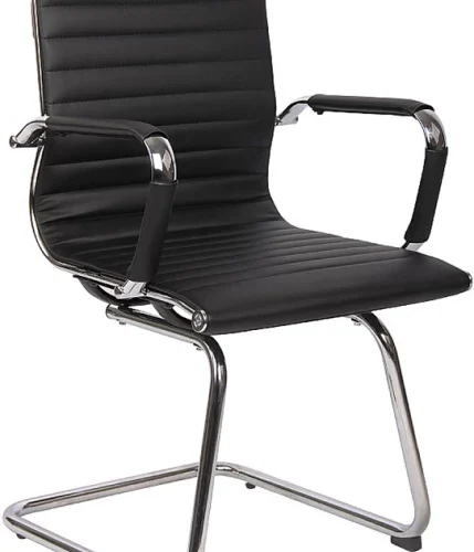 KC Furn Lizzy High-Back Visitor � Modern Conference Chrome Frame Office Arm Chair – black