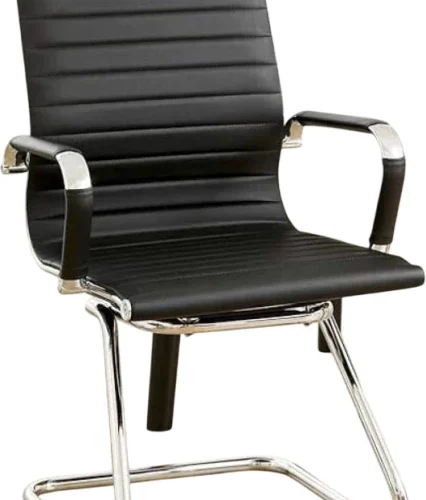 Fancy Corner Bonded Leather Visitor Chair-10Bonded Leather Visitor Chair 10 Office Visitor Chair – Black