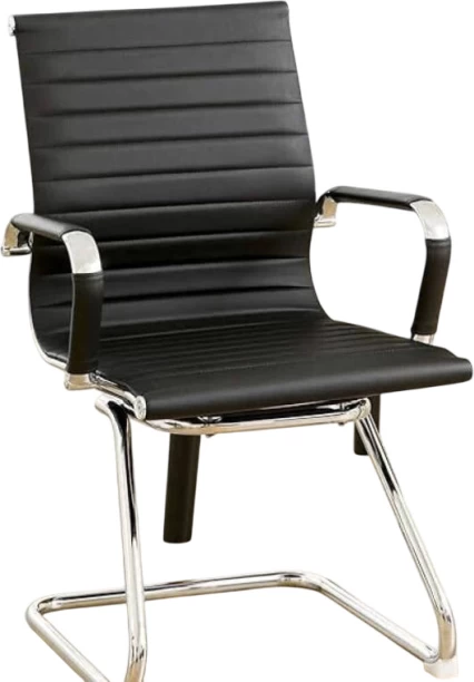 Fancy Corner Bonded Leather Visitor Chair-10Bonded Leather Visitor Chair 10 Office Visitor Chair – Black
