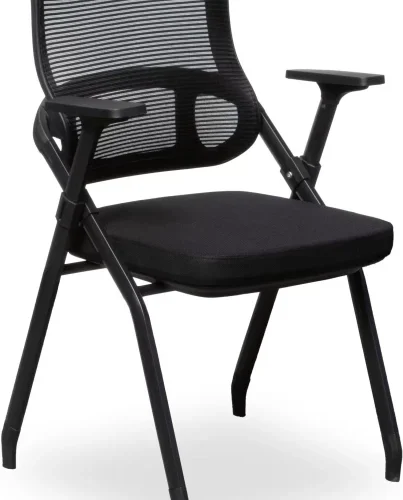 Durable Furniture GOF Furniture Alina Ergonomic Folding Mesh Conference Chair with Foldable Armrests Office Conference Chair – Black
