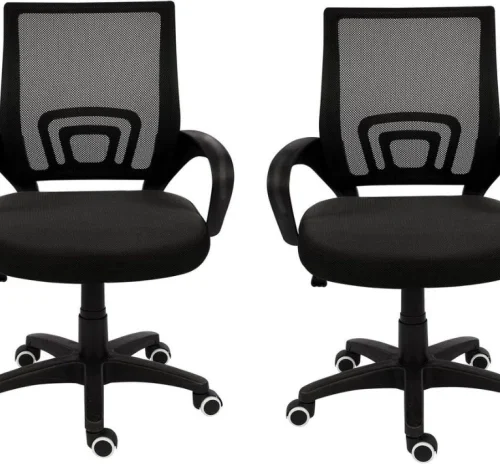 R AND E Office Chairs Ergonomic Mid-Back -2 Pack –Black Colour Office Adjustable Arm Chair