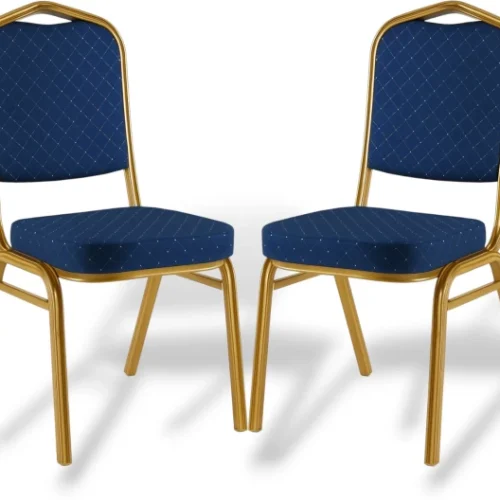 FSK Traders Banquet Chair with Gold Frame Office Conference Chair – Deluxe Blue