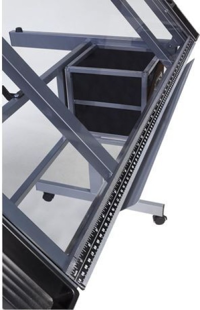innolife Glass Drawing Table - Drafting Table with Storage - Technical drawing desk Adjustable Drawing Desk -Rolling Art Craft Station -Writing Work Table with Drawers Office Table – White, Black - Image 6