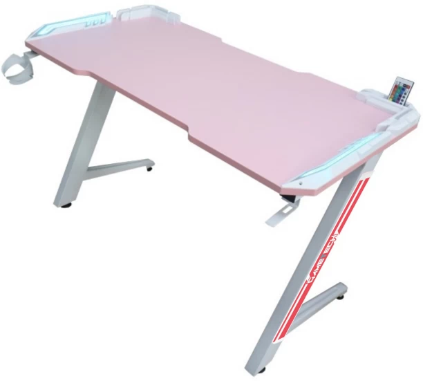 GameTech Gaming LED Study Table – Pink White