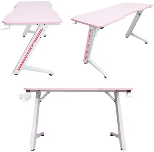 GameTech Gaming LED Study Table – Pink White - Image 2