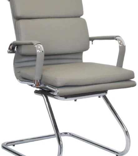 SMTE Office Chairs Visitor PU Leather Finish Office Adjustable Arm Chair – Grey
