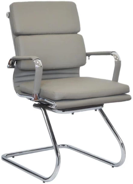 SMTE Office Chairs Visitor PU Leather Finish Office Adjustable Arm Chair – Grey