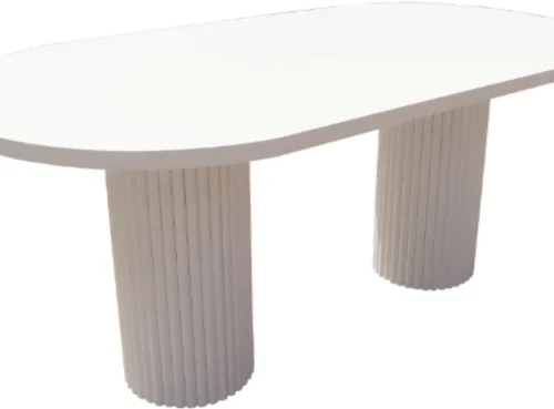 VC Furniture & Design White Oval Ripple Pillar Table 1.8m Multipurpose Table