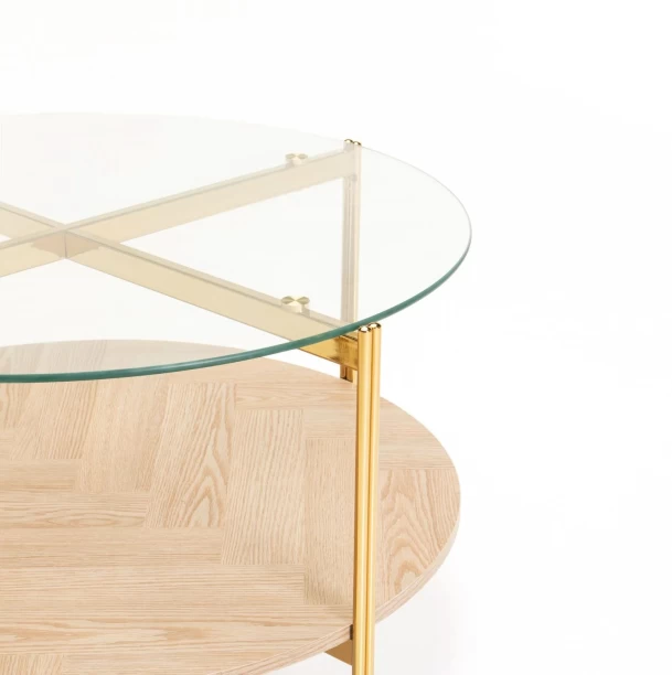 VIVIDITTO DF0807 Multipurpose Table – Gold/Oak - Image 2