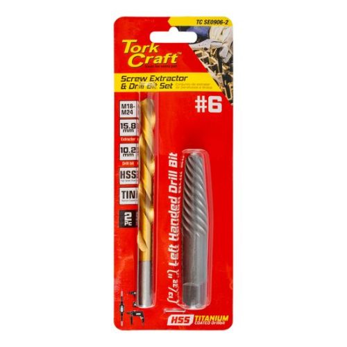 TORK CRAFT 2Pce Screw Extractor & Drill Bit Set No. 6