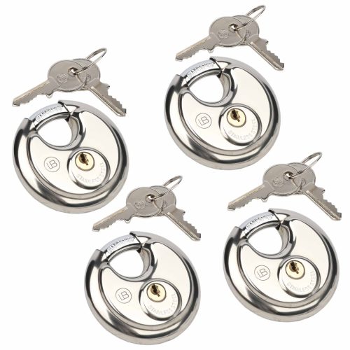 L & B 4pce 70mm Stainless Steel Discus Padlock