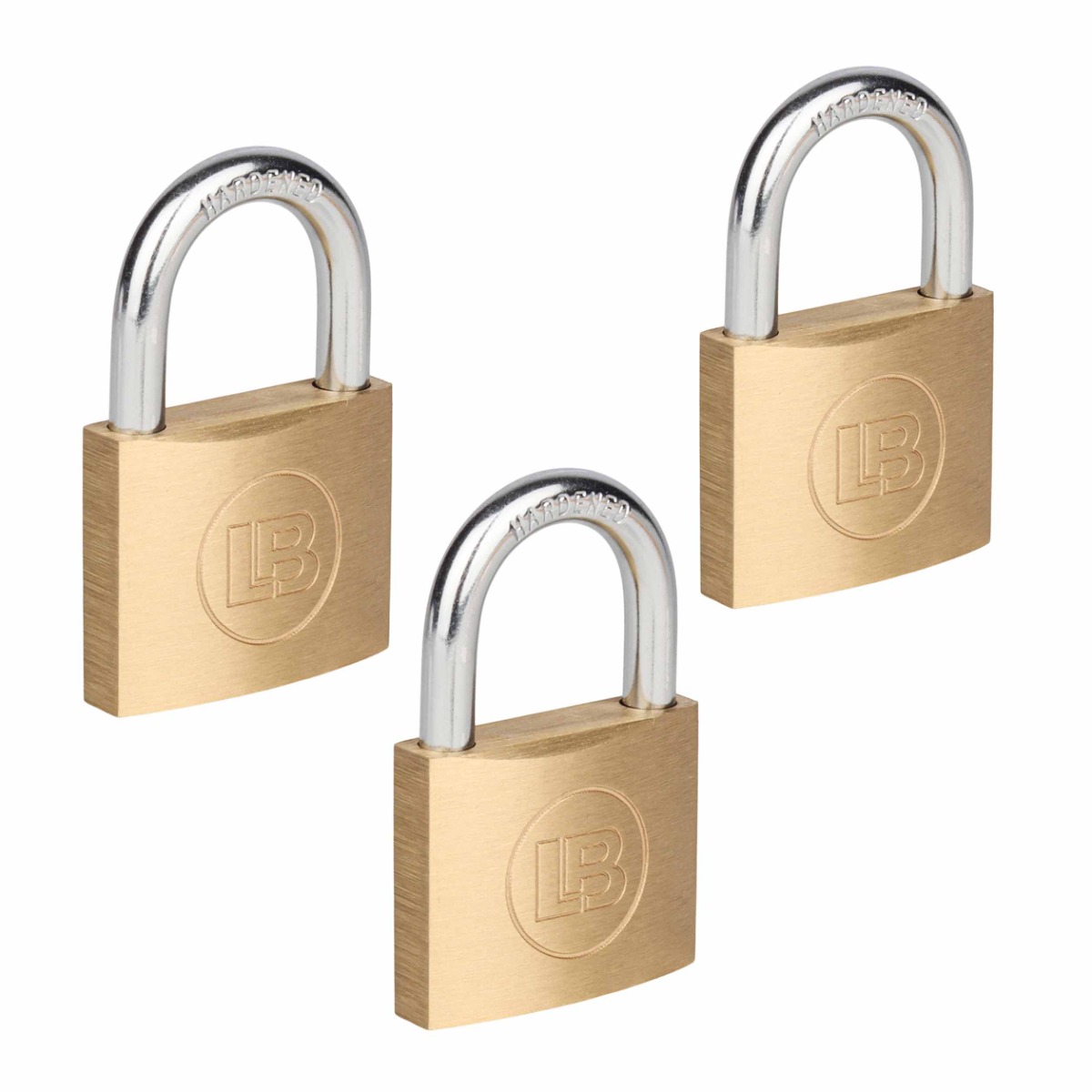 L & B 3pce 40mm Brass Keyed Alike Padlock Set