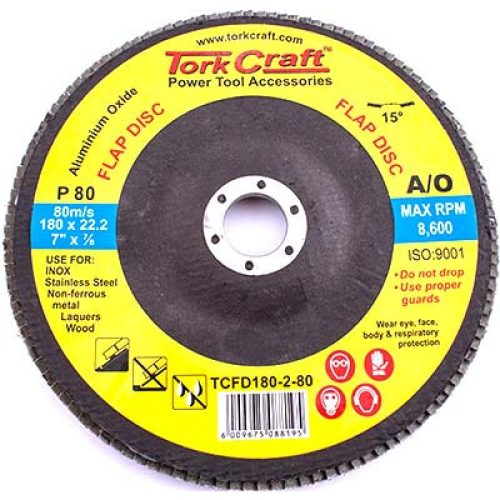 TORK CRAFT Aluminium Oxide Flap Sanding Disc 180 MM (Angled)