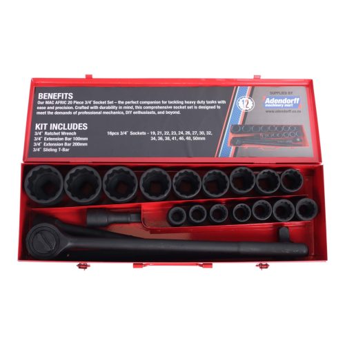 MAC AFRIC 3/4" Drive 20-Piece Phosphate Finish Socket Set
