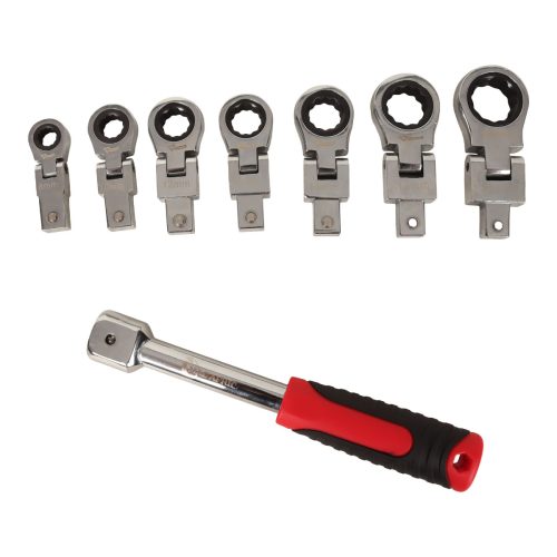 8Pce Flexible Ratchet Head Wrench Set (8, 10, 12, 13, 14, 17, 19)