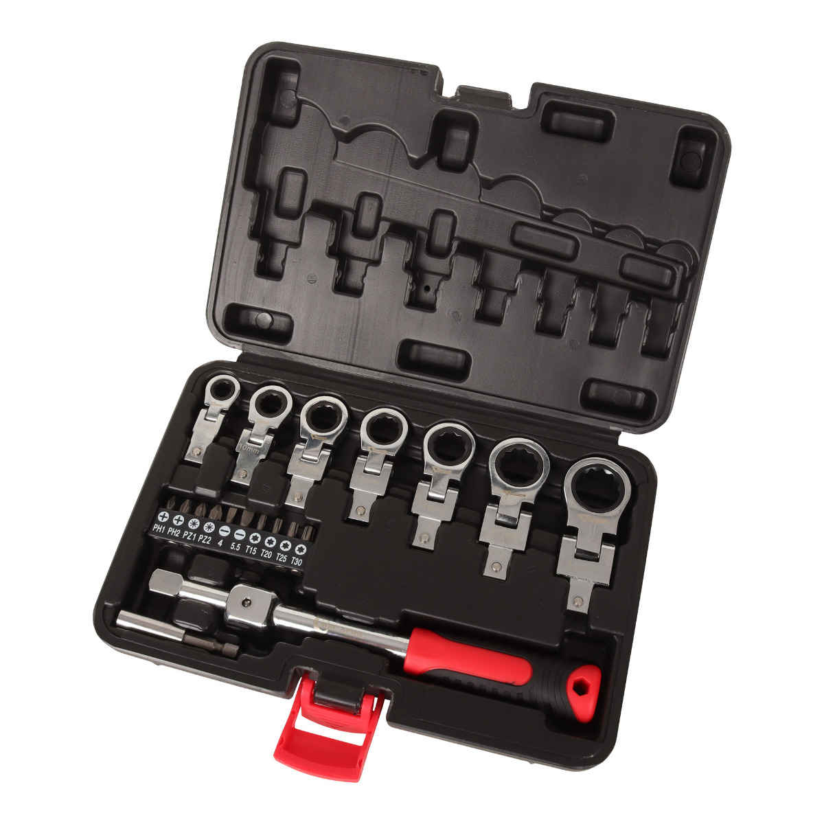 20Pce Flex Ratchet Head Wrench Set (8, 10, 12, 13, 14, 17, 19 Incl. S/D Bits) - Image 2