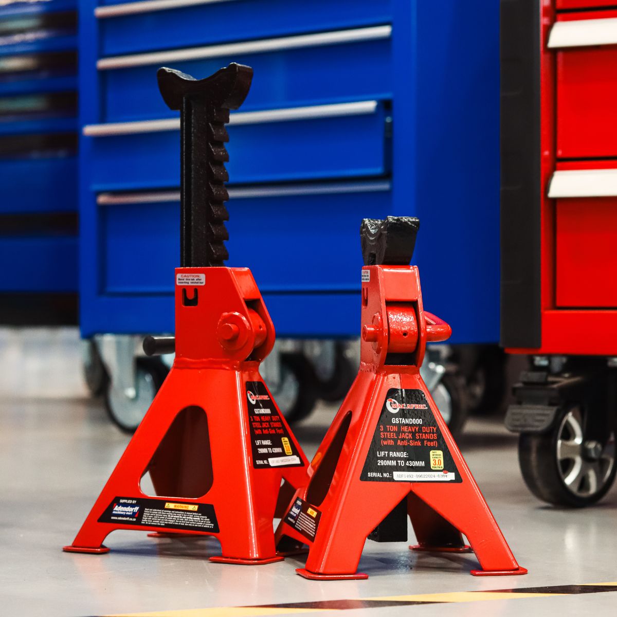 MAC AFRIC 3 Ton Heavy Duty Steel Jack Stands (with Anti-Sink Feet) Pair - Image 2