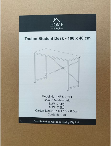 Home Pro Toulon Office & Student Desk - 100 x 40 cm Study Table – Modern Oak - Image 7