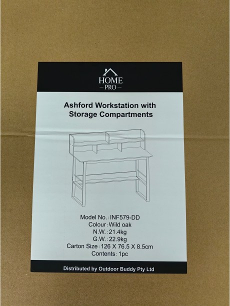 Office Pro Ashford Workstation Desk with Storage Compartments Multipurpose Table – Wild Oak - Image 7