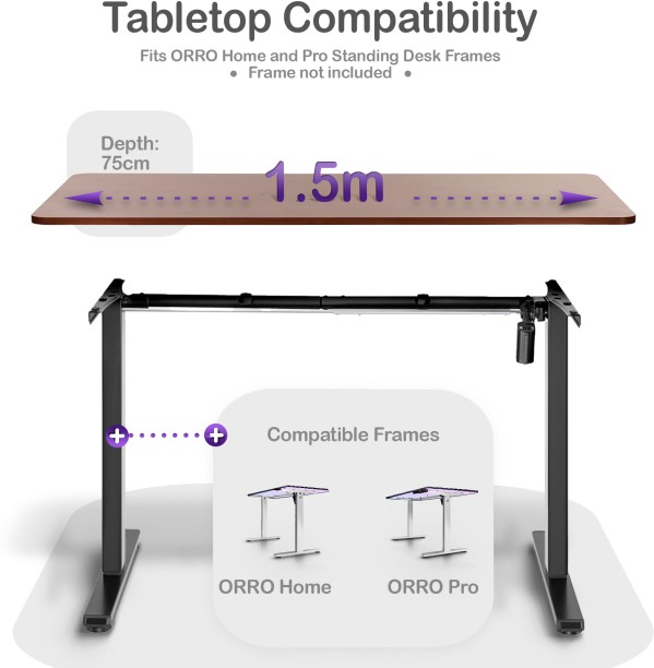 ORRO 1.5m Wooden Tabletop Office Table – Dark Walnut - Image 3
