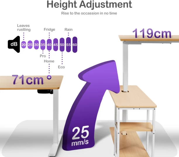 ORRO Home Plus Electric Standing Desk - Memory, Height Adjustable, Sit-Stand Office Table – White Frame with Light Oak Tabletop - Image 4