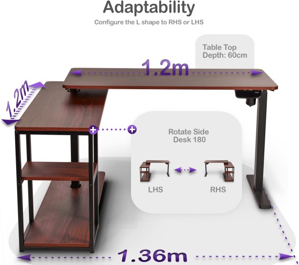 ORRO Home Plus Electric Standing Desk - Memory, Height Adjustable, Sit-Stand Office Table – Black Frame with Dark Walnut Tabletop - Image 4