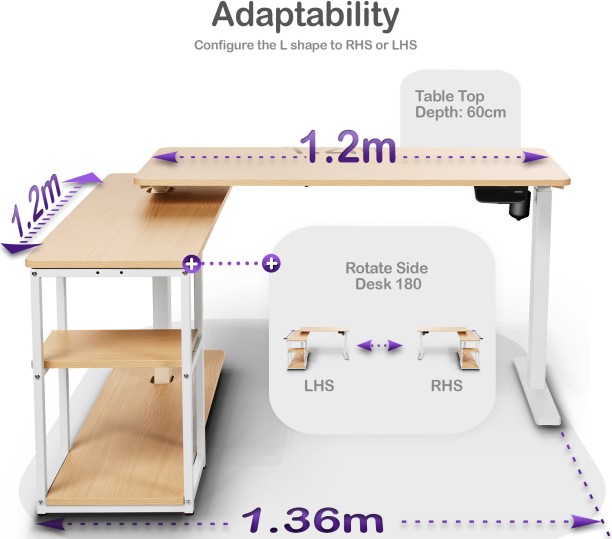 ORRO Home Plus Electric Standing Desk - Memory, Height Adjustable, Sit-Stand Office Table – White Frame with Light Oak Tabletop - Image 6