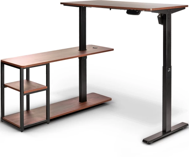 ORRO Home Plus Electric Standing Desk - Memory, Height Adjustable, Sit-Stand Office Table – Black Frame with Dark Walnut Tabletop
