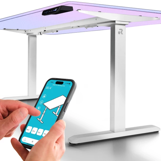 ORRO Pro Electric Standing Desk Frame - Memory, Adjustable Width, Dual Motor Office Table – White