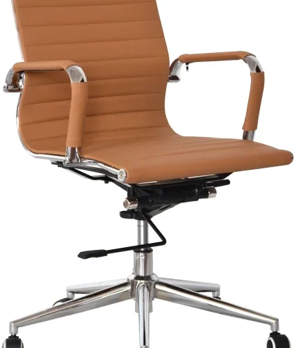 TOCC Ribbed Medium Back Office Chair Office Executive Chair – Camel