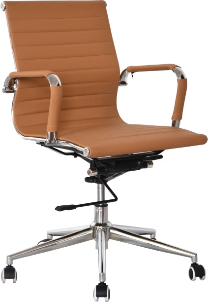 TOCC Ribbed Medium Back Office Chair Office Executive Chair – Camel