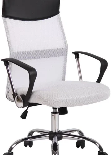 TOCC IC3 Mesh High Back Office Chair with Vegan Leather Accents Office Conference Chair – White and Black