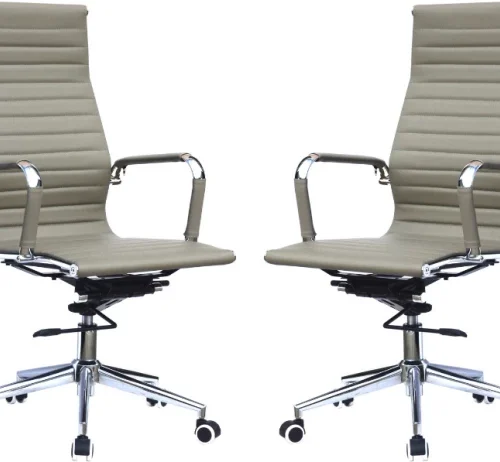 TOCC Ribbed High Back Office Chairs - Set of 2 Office Executive Chair – green