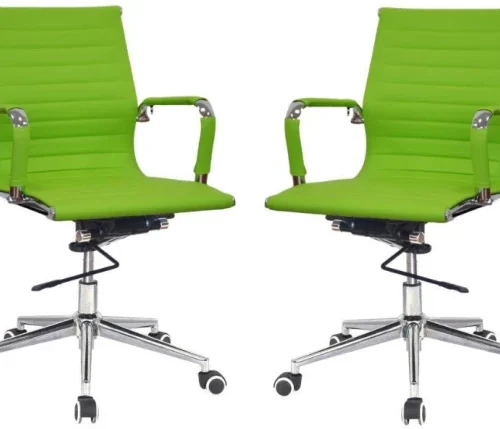 TOCC Ribbed Medium Back Office Chair Set of 2 Office Executive Chair – Green