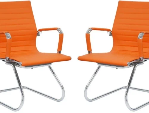 TOCC Ribbed Visitors Office Chairs - Set of 2 Office Visitor Chair – Orange