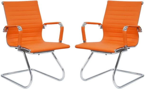 TOCC Ribbed Visitors Office Chairs - Set of 2 Office Visitor Chair – Orange