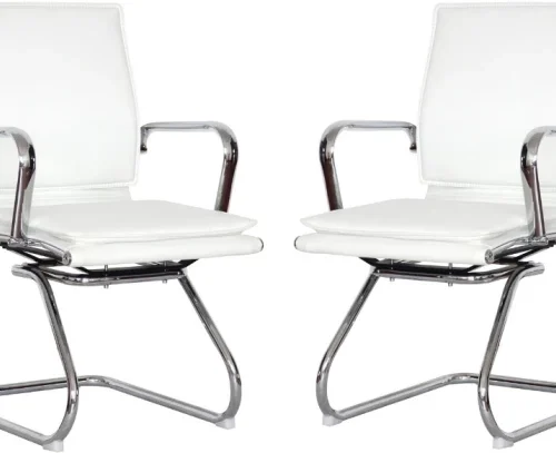 TOCC Square Pad Visitors Office Chairs Office Visitor Chair – White