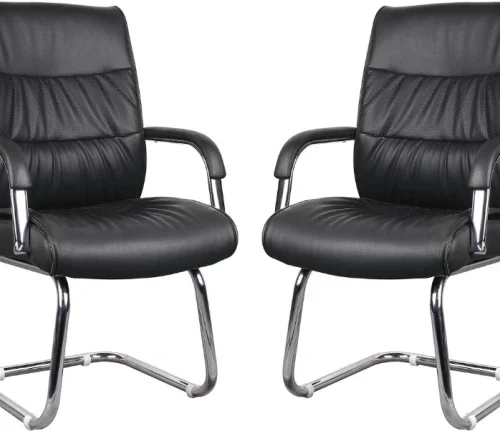 TOCC Stylo Panel Black PU Leather Visitor Chair - Set of 2 Office Visitor Chair