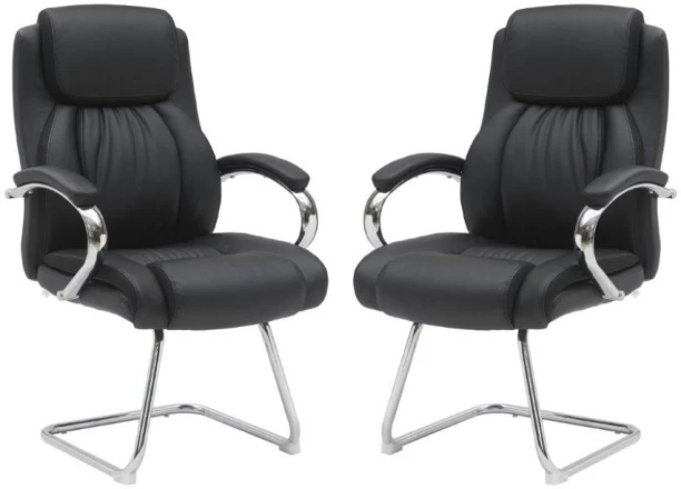 TOCC Silver Exec Visitor Chairs – Set of 2 Office Visitor Chair – Black