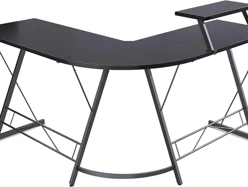 Heartdeco L-Shaped Corner Desktop Computer Desk Office Desk Office Table – Black