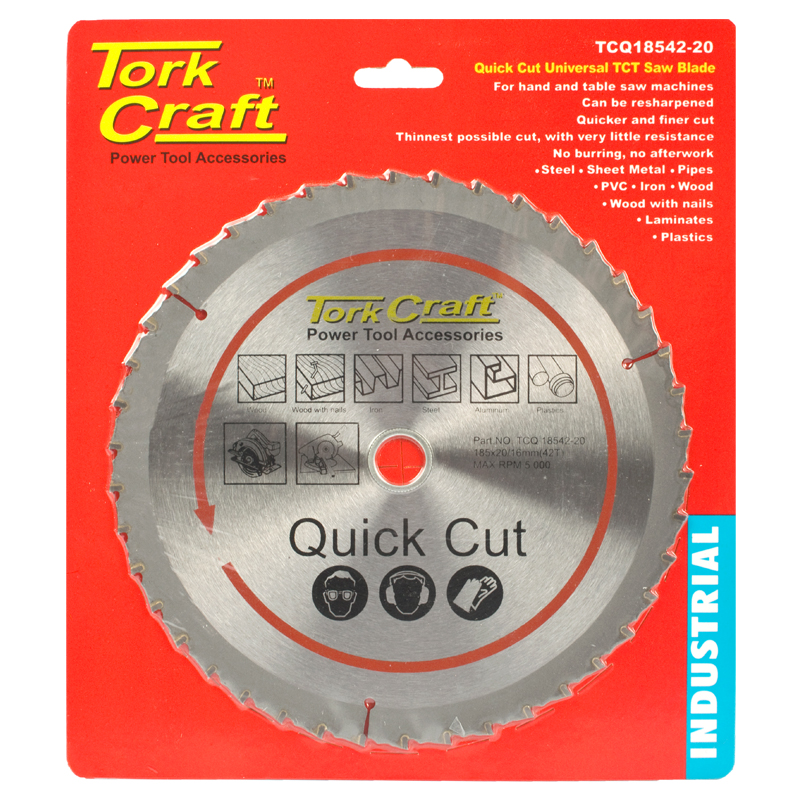 UNIVERSAL QUICK CUT TCT BLADE 185X42T 20-16 (TCQ18542-20)