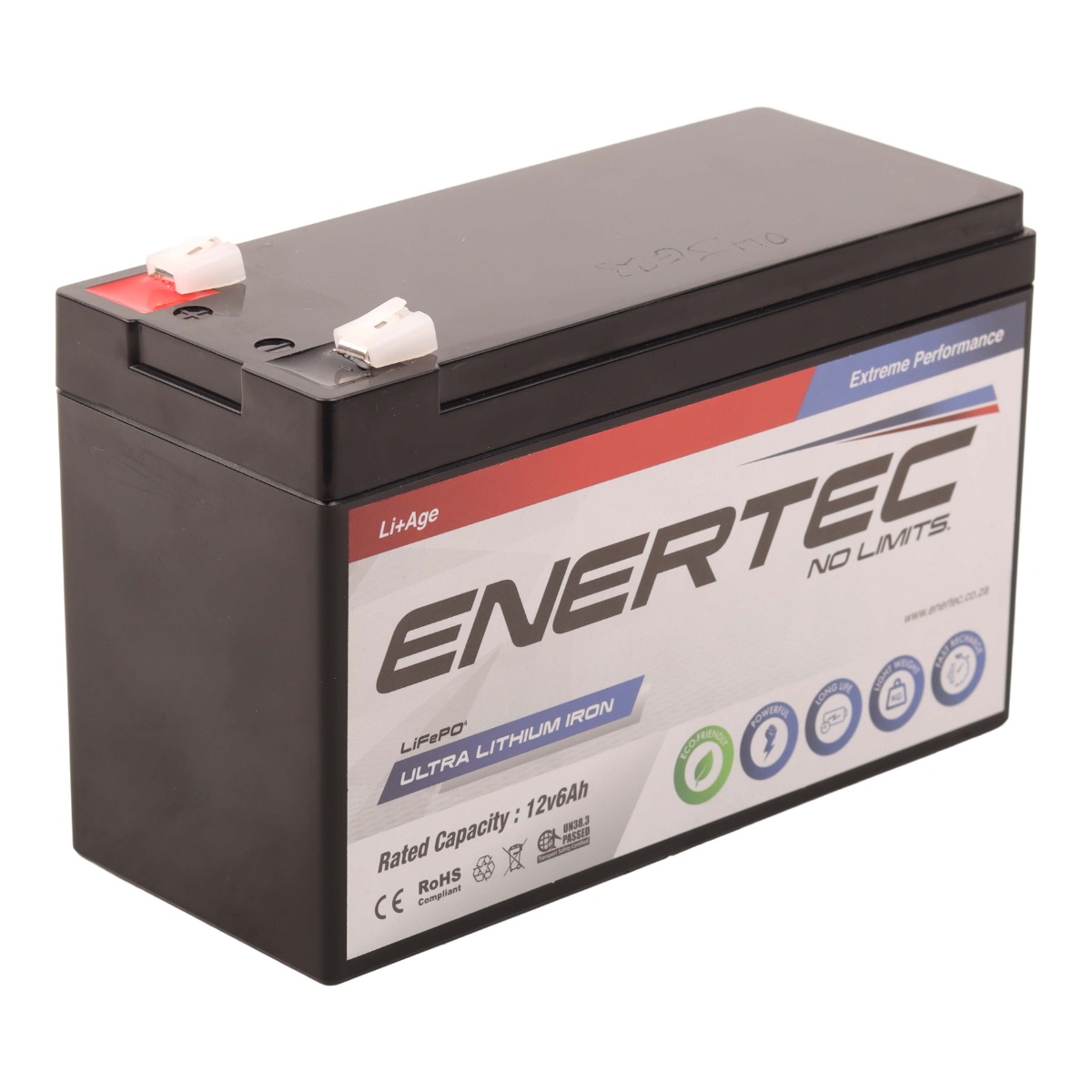 12V 6Ah Enertec Lithium-Ion Household and Security Battery - Image 2