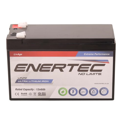 12V 6Ah Enertec Lithium-Ion Household and Security Battery