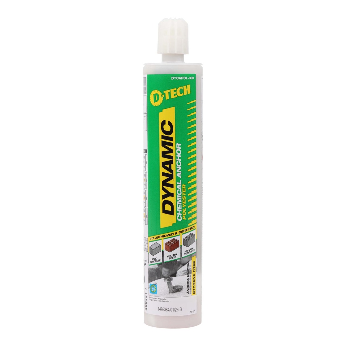D-TECH Styrene-Free Chemical Anchor Polyester Resin, 300ml