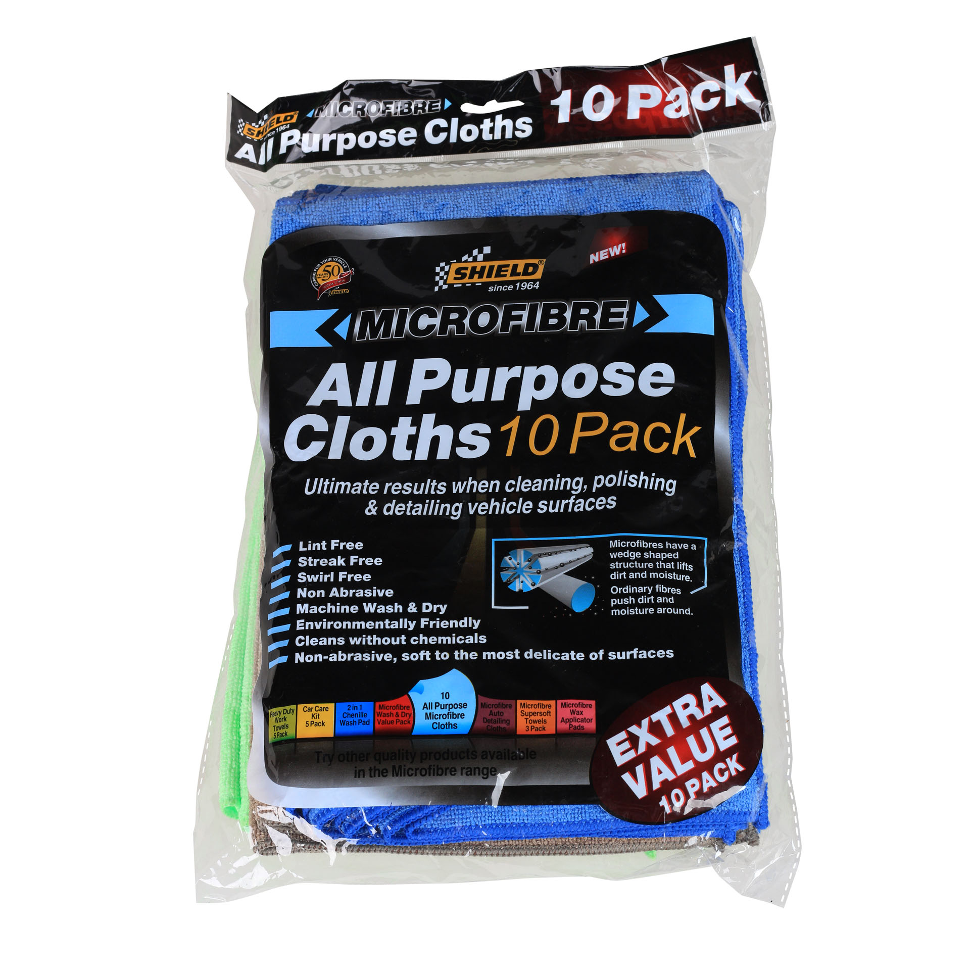 SHIELD Microfibre All Purpose Cloth (Pack-10)