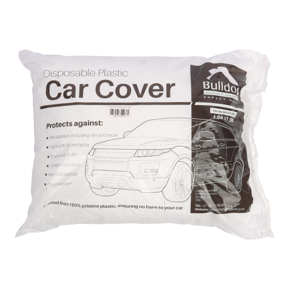 BULLDOG AUTO Plastic Car Cover, Disposable, 4.8mx7.5m